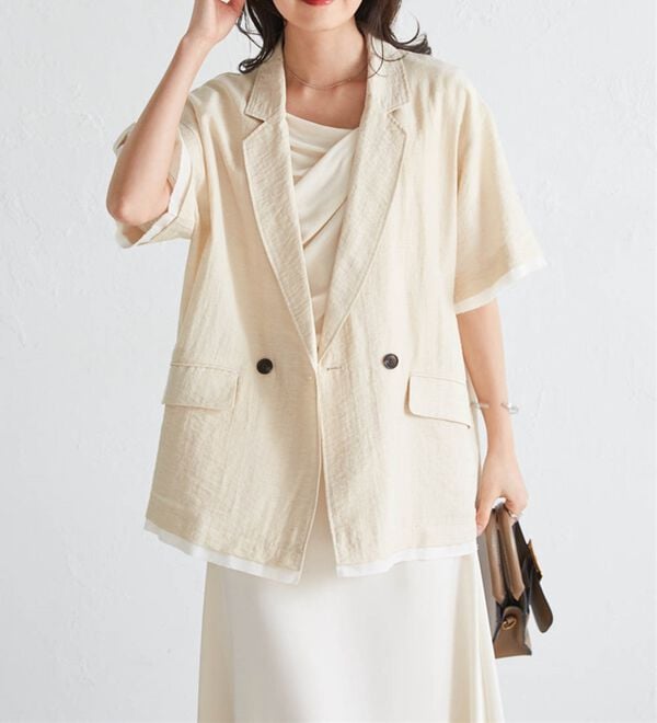 RANAN（ラナン）の「ハーフスリーブシアーシャツジャケット（テーラードジャケット）」｜詳細画像