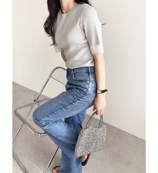 GeeRA（ジーラ）の「『ドラマ着用商品』 袖口シアーリブニット（ニット・セーター）」｜詳細画像