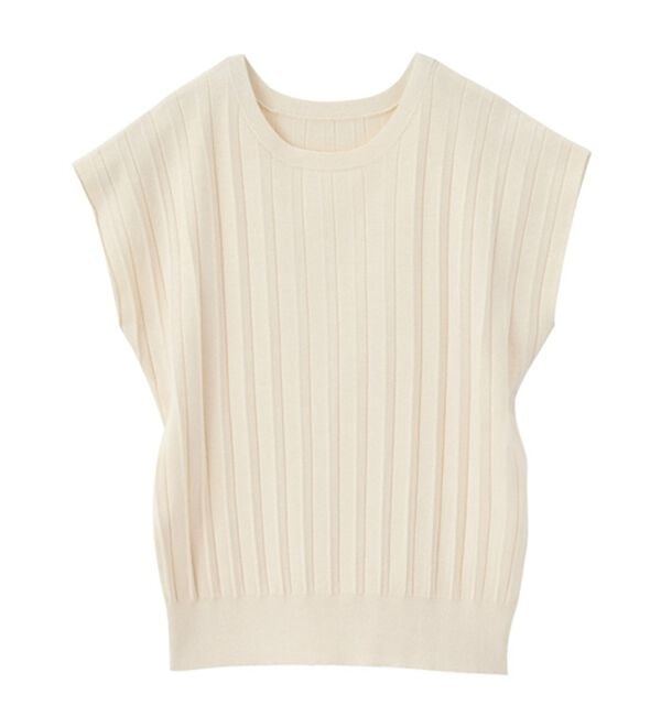GeeRA（ジーラ）の「プリーツ編フレンチスリーブリブトップス（ニット・セーター）」｜詳細画像