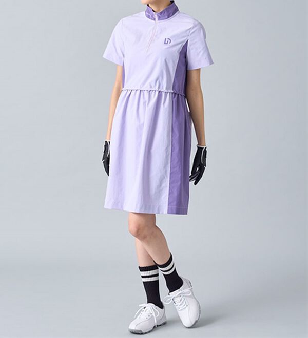 BELLUNA（ベルーナ）の「はっ水！配色ギャザーワンピース【UNDOVE】（その他ワンピース）」｜パープル
