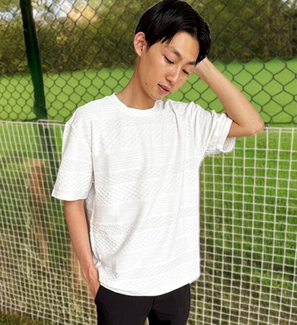綿100％アイスジャカードTシャツ - ベルーナ【公式】