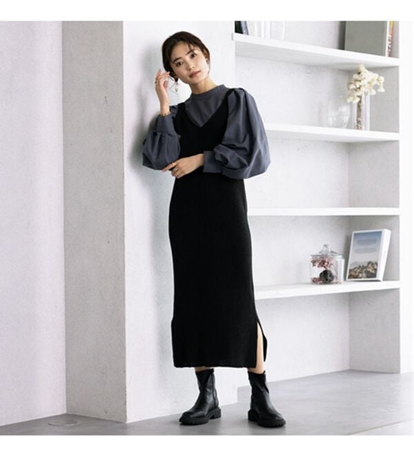 GeeRA（ジーラ）の「レイヤード２点セットワンピース（ニットワンピース）」｜詳細画像