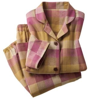 LAVIENNE（ラヴィエンヌ）の「綿１００％ふんわり柔か微起毛パジャマ（パジャマ・ルームウェア）」｜パープルブロックチェック