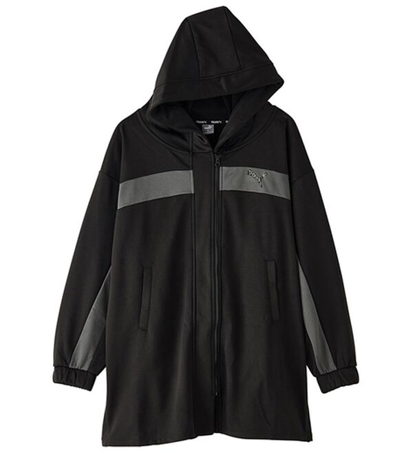 RANAN（ラナン）の「＜ｐｕｍａ＞ワンライン　フリースフーディ（ハーフコート）」｜ブラック