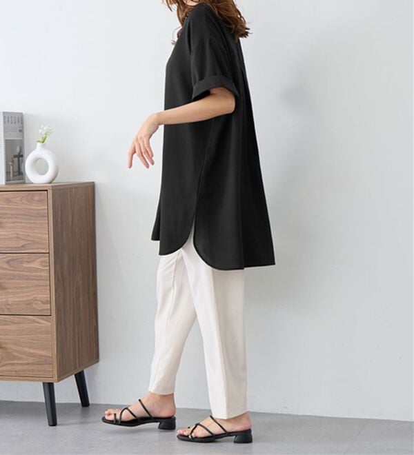 alotta（アロッタ）の「スキッパーとろみブラウスチュニック（ブラウス）」｜詳細画像