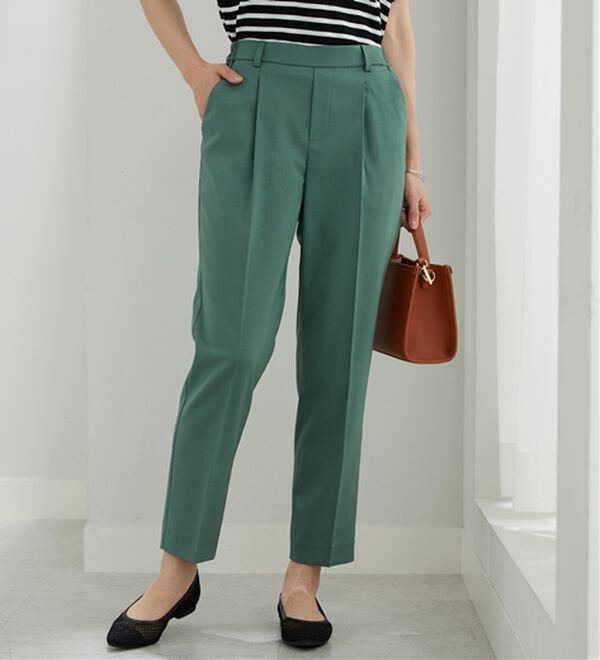 BELLUNA（ベルーナ）の「【選べる2丈】メランジストレッチ素材テーパードパンツ（テーパードパンツ）」｜グリーン