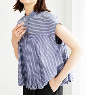 裾バルーンデザインストライプブラウス - ベルーナ【公式】