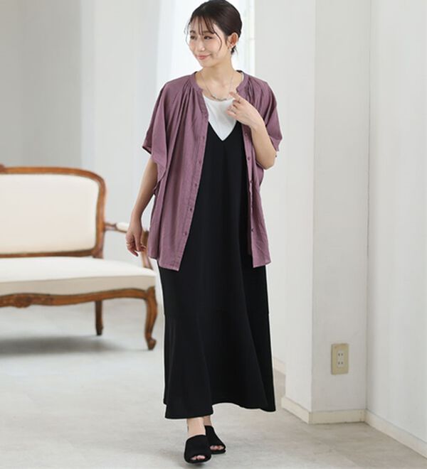 A HAPPY MARILYN（アハッピーマリリン）の「【Ｌ～６Ｌ】【風通るプレミアム】フレアスリーブワイドブラウス（ブラウス）」｜詳細画像