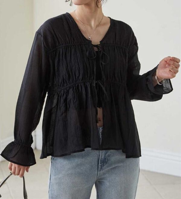 RANAN（ラナン）の「リボンドロストブラウス（ブラウス）」｜詳細画像