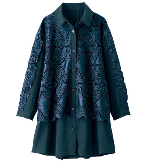 BELLUNA（ベルーナ）の「ケミカルレース使いシャツチュニック（シャツ）」｜詳細画像