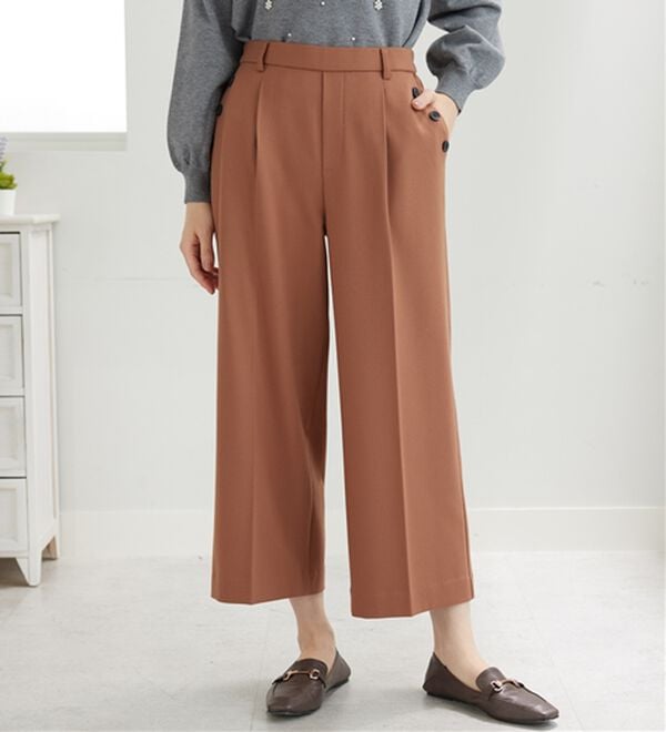 BELLUNA（ベルーナ）の「サマ見え（W）ボタン使いワイドパンツ（ワイドパンツ・ガウチョ）」｜詳細画像