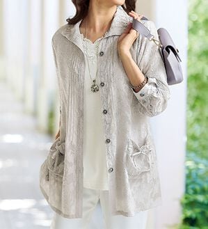 BELLUNA（ベルーナ）の「夏の日射しからカバー！カットジャカードアンサンブル（シャツ）」｜詳細画像