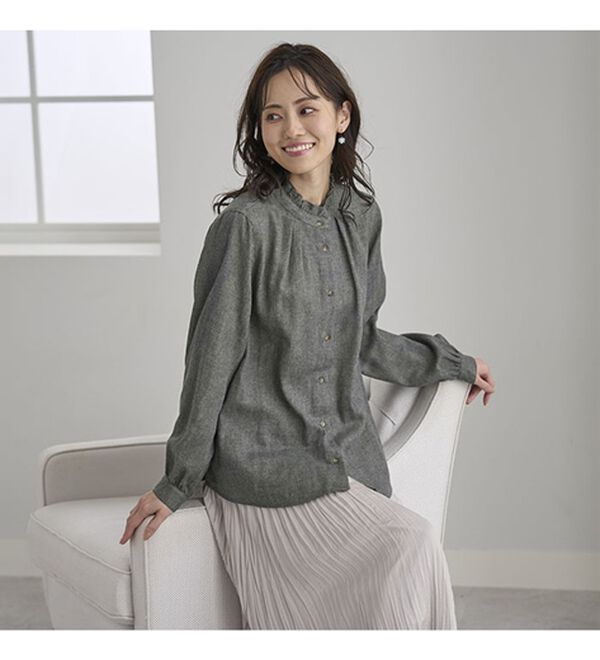 BELLUNA（ベルーナ）の「オーガニックコットンダブルガーゼブラウス（ブラウス）」｜詳細画像