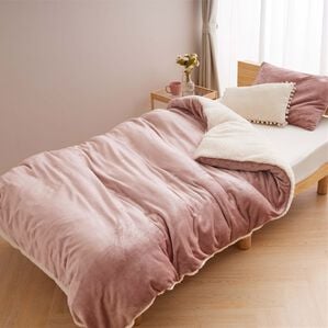 iellio（イエリオ）の「もこもこボアとフランネルの毛布にもなるあったか布団カバー＜フランネル・北欧調・肌ざわり＞（掛布団カバー）」｜モーヴピンク