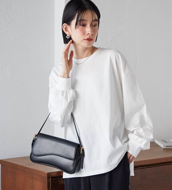 RANAN（ラナン）の「多機能ベーシックオーバーサイズ長袖Tシャツ（Tシャツ）」｜ホワイト