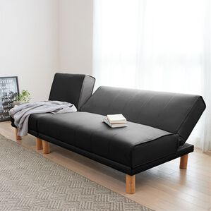 iellio（イエリオ）の「４ＷＡＹスタイリッシュソファベッド＜リクライニングソファ・カウチソファ・オットマンソファ・２人掛け・３人掛け・新生活＞（ソファ）」｜ブラックレザー調