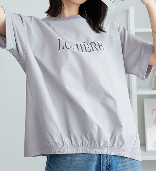 BELLUNA（ベルーナ）の「異素材切替ロゴプリントプルオーバー（カットソー）」｜詳細画像