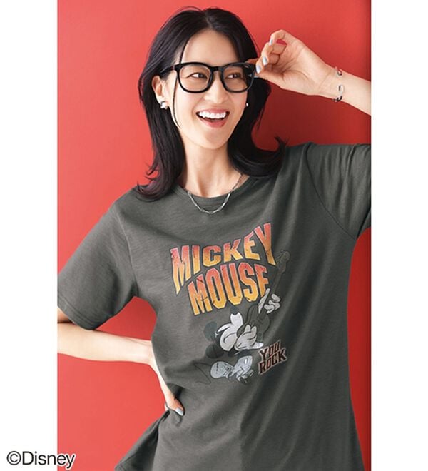 BELLUNA（ベルーナ）の「＜Ｄｉｓｎｅｙ＞キャラクタープリントヴィンテージ風Ｔシャツ（チュニック）」｜詳細画像