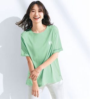 BELLUNA（ベルーナ）の「＜ＳＥＡ　ＢＲＥＥＺＥ＞冷感素材！プリントＴシャツ（カットソー）」｜クリアボタニカル(セージ)