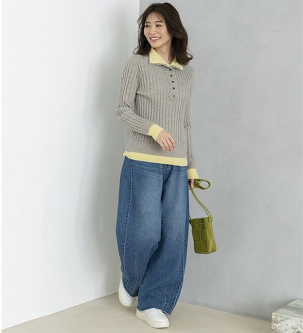 BELLUNA（ベルーナ）の「多ボタン使い配色ニットプルオーバー（ニット・セーター）」｜詳細画像