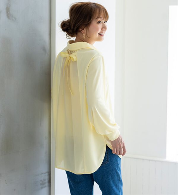 BELLUNA（ベルーナ）の「楽もきれいも譲れない！バックリボンカットソーブラウス（ブラウス）」｜詳細画像