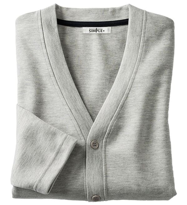 「＜シンプル＆プラス＞毎日活躍！お買得カーディガン（メンズカーディガン）」｜杢グレー