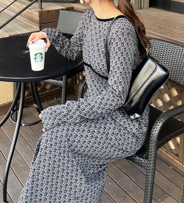 GeeRA（ジーラ）の「フラワージャカードパイピングワンピース（その他ワンピース）」｜詳細画像