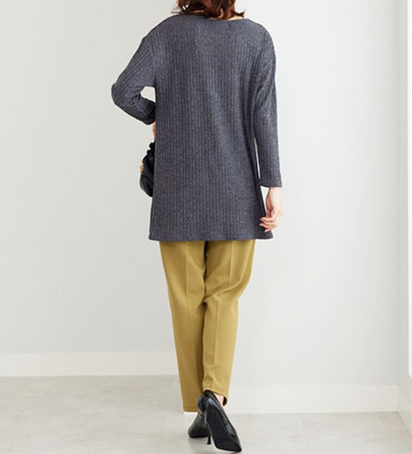 BELLUNA（ベルーナ）の「杢調テレコ素材切替デザインチュニック（チュニック）」｜詳細画像