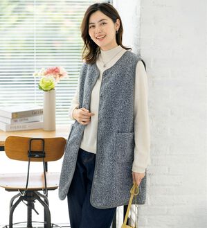 ルフラン（ルフラン）の「軽くて暖か！裏チェックリバーシブルベスト（ベスト）」｜グレー系