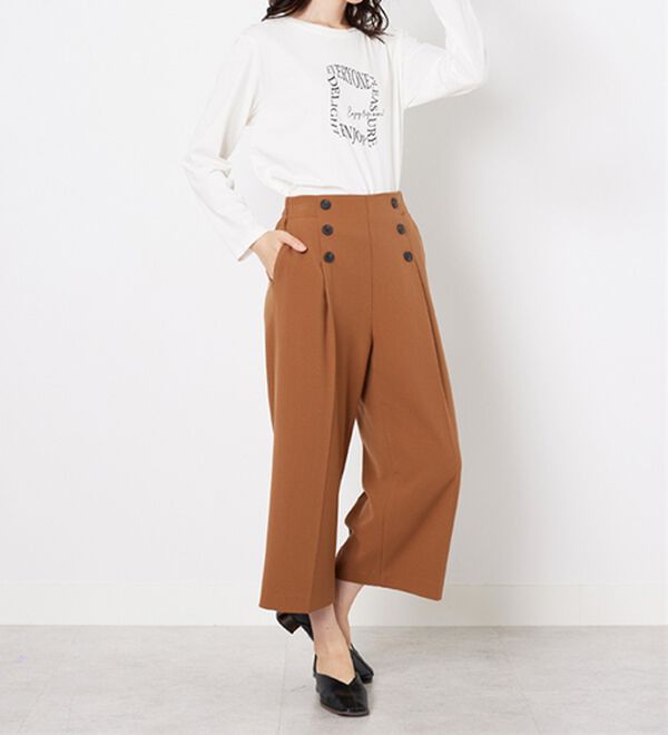 BELLUNA（ベルーナ）の「ストレッチ素材ボタン使いワイドパンツ（その他パンツ）」｜詳細画像