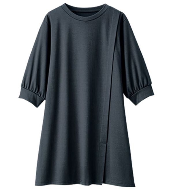 BELLUNA（ベルーナ）の「汗ジミ対策！スリットデザインチュニック（チュニック）」｜ダークチャコール