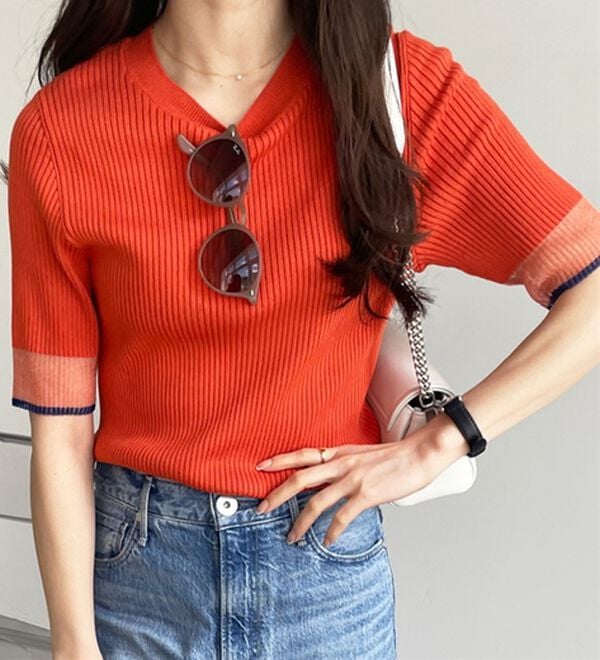 GeeRA（ジーラ）の「『ドラマ着用商品』 袖口シアーリブニット（ニット・セーター）」｜詳細画像