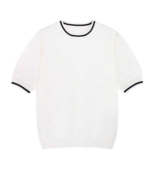 Pierrot（ピエロ）の「ライン配色パフニット（ニット・セーター）」｜詳細画像