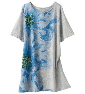 BELLUNA（ベルーナ）の「綿・テンセル（ＴＭ）繊維ロング丈プリントＴシャツ（Tシャツ）」｜大花柄