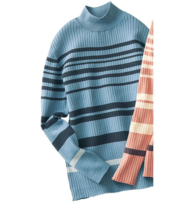 BELLUNA（ベルーナ）の「春のおしゃれ着に最適！ボーダーニット（ニット・セーター）」｜ブルー系