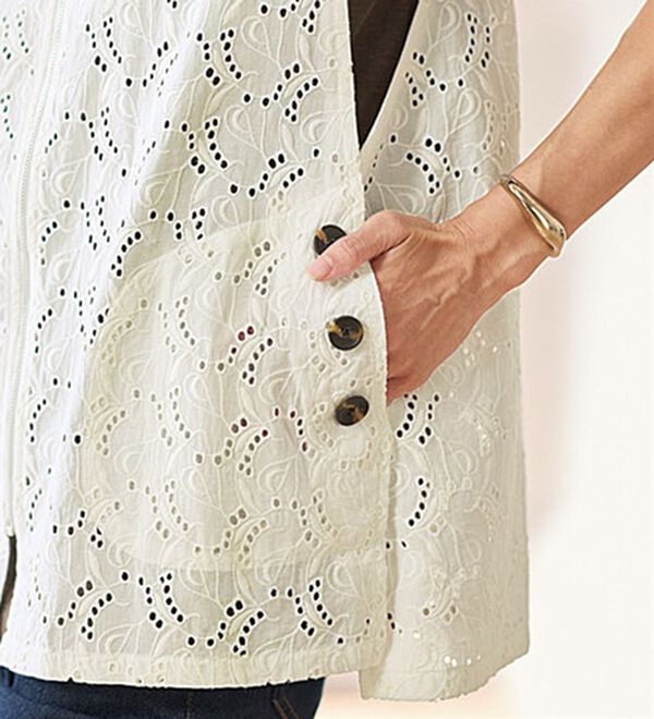 一枚羽織るだけ！レースボタン使いベスト - ベルーナ【公式】