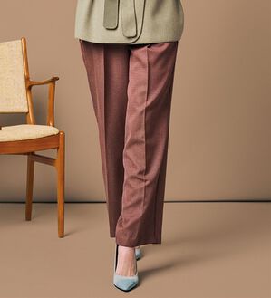 RANAN（ラナン）の「チェック柄細ベルトワイドパンツ（フルレングスパンツ）」｜ブラウン系