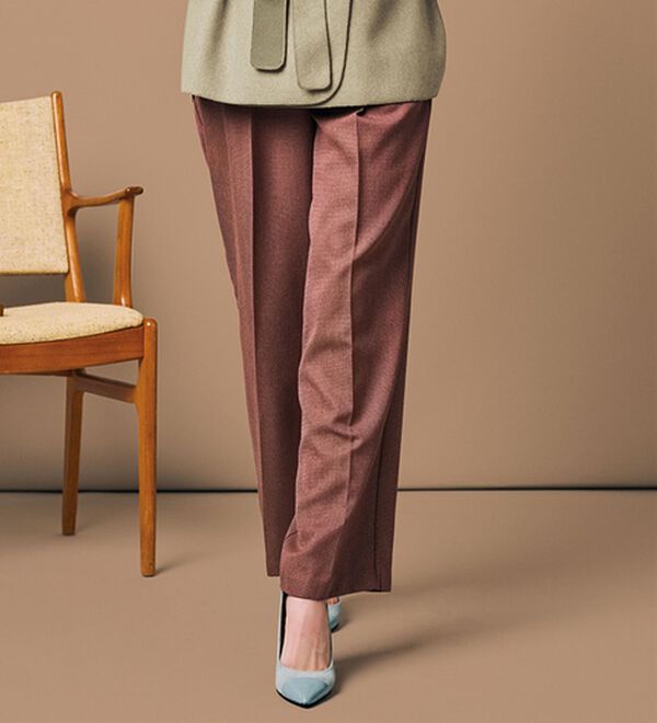 RANAN（ラナン）の「チェック柄細ベルトワイドパンツ（フルレングスパンツ）」｜ブラウン系