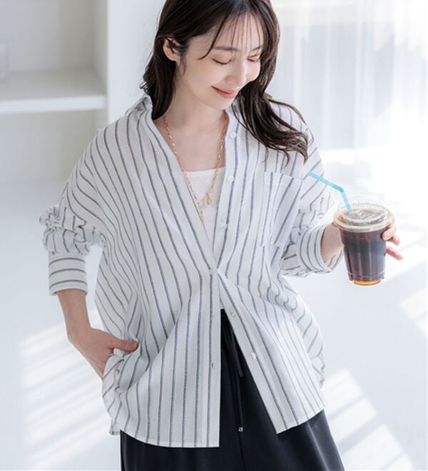 BELLUNA（ベルーナ）の「【接触冷感】透け感バックシャーリングシャツ（シャツ）」｜詳細画像