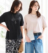 BELLUNA（ベルーナ）の「【汗ジミ対策◎】＜エアリーアイスコットン＞オーバーサイズＴシャツ【選べる袖丈】（カットソー）」