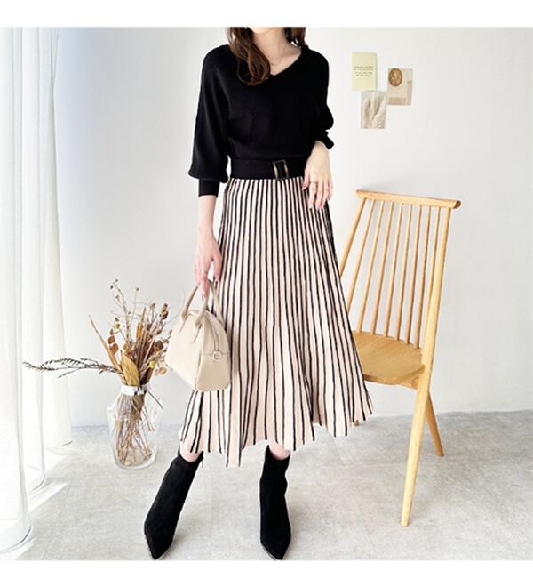 GeeRA（ジーラ）の「前後２ＷＡＹプリーツニットワンピース（ニットワンピース）」｜詳細画像