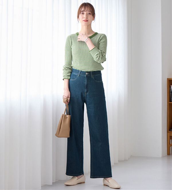 Viola e Viola（ヴィオラ エ ヴィオラ）の「のび心地　ゆるストレートパンツ（フルレングスパンツ）」｜詳細画像