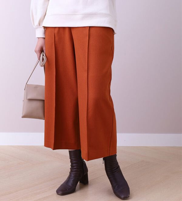 BELLUNA（ベルーナ）の「ウーリッシュ素材釦使いワイドパンツ（ワイドパンツ・ガウチョ）」｜オレンジ