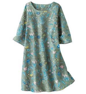 BELLUNA（ベルーナ）の「綿１００％ピンタック素材プリントチュニック（チュニック）」｜グレー系