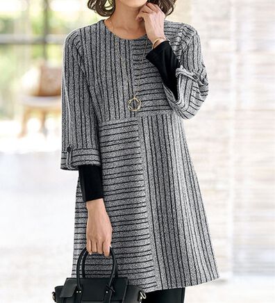 BELLUNA（ベルーナ）の「杢調ストライプ切替チュニック（チュニック）」