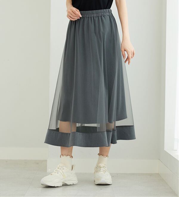 BELLUNA（ベルーナ）の「裾シアーデザインチュールスカート（ロングスカート）」｜詳細画像