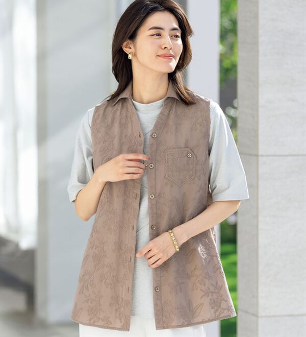 ルフラン（ルフラン）の「Ｔシャツにさらっと！コード刺しゅうベスト（ベスト）」｜詳細画像