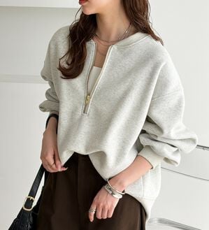 GeeRA（ジーラ）の「ハーフジップ裏起毛スウェット（トレーナー・スウェット）」｜詳細画像