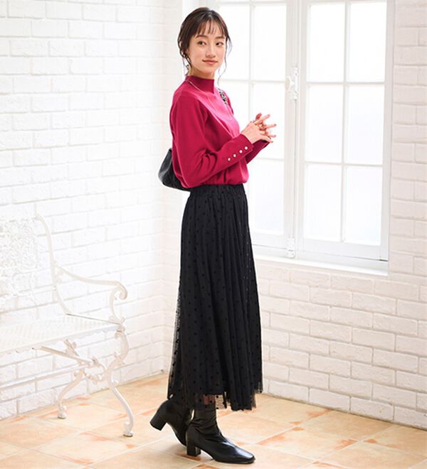 BELLUNA（ベルーナ）の「もちもち袖ボタンニットプルオーバー（ニット・セーター）」｜詳細画像