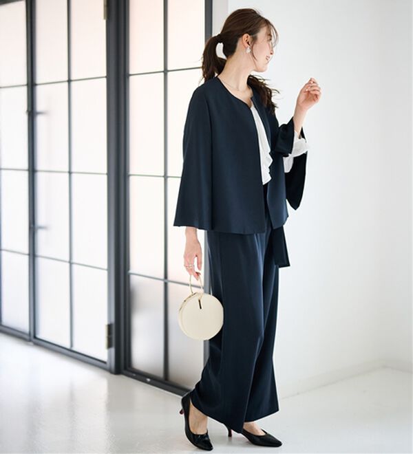 2点セット】防しわ！洗える！ケープライクジャケットセットアップ